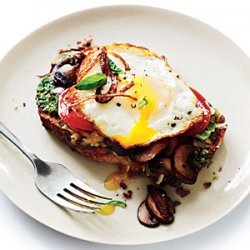 Open-Faced Sandwiches with Mushrooms and Fried Eggs recipe
