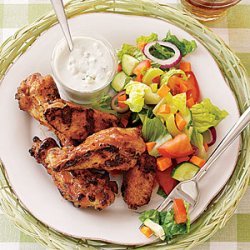 Grilled Buffalo Wings with Salad and Blue Cheese recipe