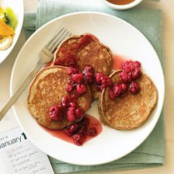 Five-Grain Buttermilk Pancakes with Raspberry Honey recipe