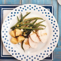 Gingery Poached Chicken Breasts with Green Beans and Potatoes recipe