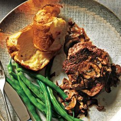 Beef Filets with Mushroom Sauce and Parmesan Popovers recipe