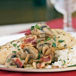 Braised Halibut with Bacon and Mushrooms recipe