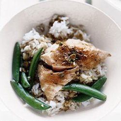 One-Pot Salmon with Snap Peas and Rice recipe