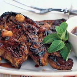 Curry- and Ginger-Rubbed Lamb Chops with Apricot-Lime Sauce recipe