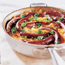 Merguez Sausages with Scalloped Potatoes recipe