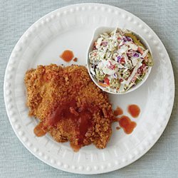 Hot Sauce Fried Chicken with Pickled Okra Slaw recipe