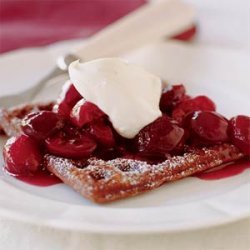 Chocolate Waffles with Poached Cherries recipe