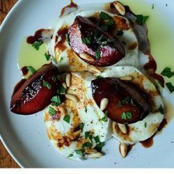 Buffalo Mozzarella with Balsamic Glazed Plums, Pine Nuts and Mint recipe