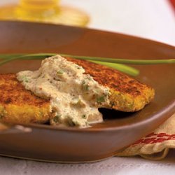 Smoked Trout Cakes with Mustard-Chive Cream Sauce recipe
