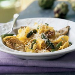Pappardelle with Lemon, Baby Artichokes, and Asparagus recipe