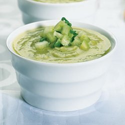 Zucchini and Avocado Soup with Cucumber Salsa recipe