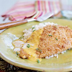 Nut-crusted Yellowtail Snapper with Mango-Butter Sauce recipe