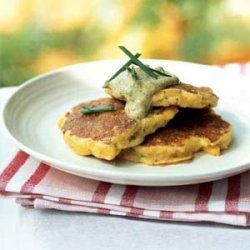 Fresh Corn and Scallop Johnnycakes with Green Onion Sauce recipe