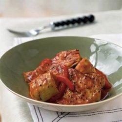 Pork Medallions with Red Peppers and Artichokes recipe