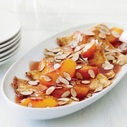 Crêpes with Warm Cognac Peaches and Almonds recipe