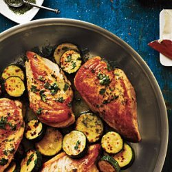 Sauteed Chicken and Zucchini with Parsley-Chervil Pan Sauce recipe