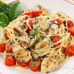 Spaghetti with Sauteed Chicken and Grape Tomatoes recipe