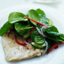 Ginger Chicken with Cucumber-Spinach Salad recipe