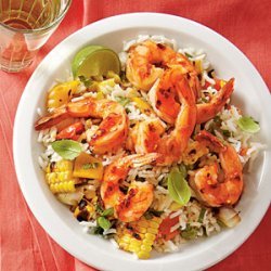 Grilled Lime Shrimp and Vegetable Rice recipe