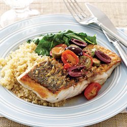 Sea Bass with Tomatoes and Olives recipe