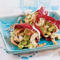 Fava Bean and Grilled Shrimp Salad in Radicchio Cups recipe
