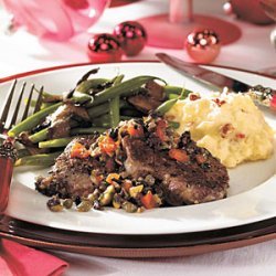 Peppered Beef Tenderloin Medallions with Olive-Herb Relish recipe