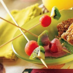 Watermelon-and-Kiwi Skewers with Starry Strawberry Cream recipe