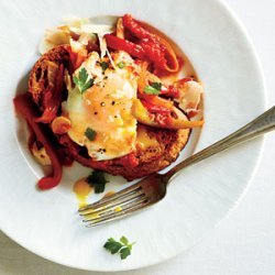 Eggs Poached in Tomato Sauce with Onions and Peppers recipe