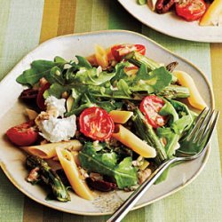 Roasted Asparagus and Tomato Penne Salad with Goat Cheese recipe