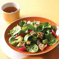 Spinach Dinner Salad with Sesame Tofu recipe