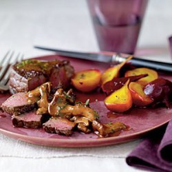 Sumac-Dusted Bison with Chanterelle Sauce and Beets recipe