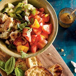 Bell Pepper, Tomato, Cucumber, and Grilled Bread Salad recipe