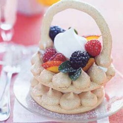 Cocoa Meringue Baskets with Nectarines, Berries, and Cream recipe
