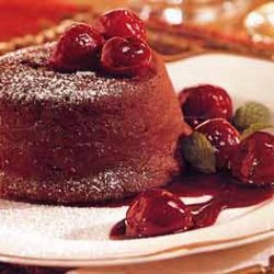 Molten Chocolate Cakes with Cherries recipe