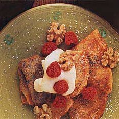 Walnut Crepes with Raspberries and Dried Figs recipe