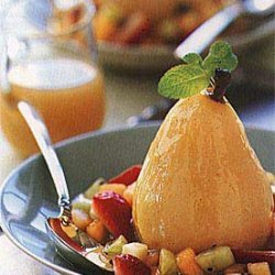 Poached Pears with Sweet Wine and Fruit Confetti recipe