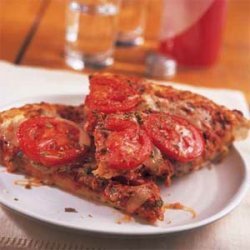 Roasted Pepper Pesto-Tomato Pizza recipe