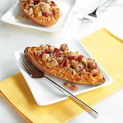 Twice-Baked Sweet Potato Boats with Bacon-Pecan Topping recipe