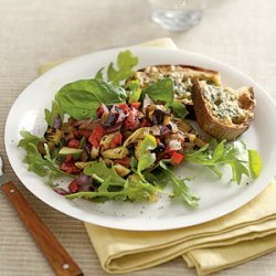 Grilled Sicilian Vegetable Salad with Spicy Gruyère Toast recipe