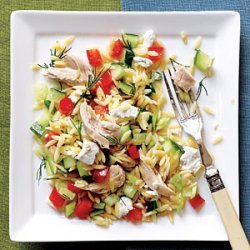 Lemony Orzo-Veggie Salad with Chicken recipe