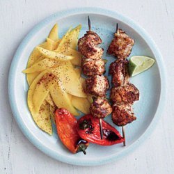 Honey-Lime Chicken Kebabs with Mango Slices recipe