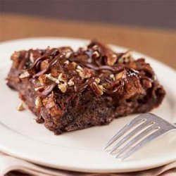 Warm Chocolate Bread Pudding with Turtle Topping recipe