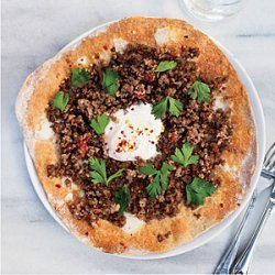 Turkish Ground-Lamb Pizzas recipe