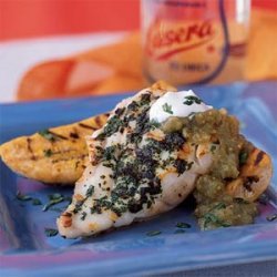 Grilled Grouper with Plantains and Salsa Verde recipe