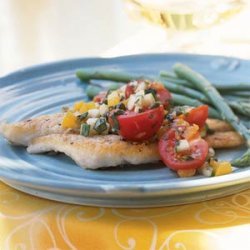 Pan-Fried Sole with Cucumber and Tomato Salsa recipe