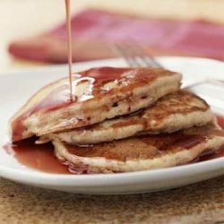 Buttermilk-Banana Pancakes with Pomegranate Syrup recipe