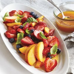 Strawberries, Peaches, and Basil with Orange Vinaigrette recipe