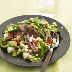 Adobo-marinated Grass-fed Flank Steak With Spinach Salad recipe