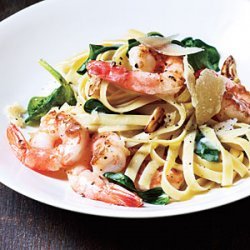 Shrimp Fettuccine with Spinach and Parmesan recipe