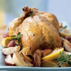 Roasted Chicken with Onions, Potatoes, and Gravy recipe